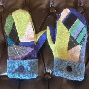 Handmade felted wool/cashmere Colorful Patchwork Mittens